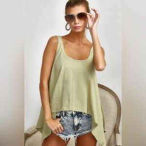 BiBi High and Low Flare Knit Tank Top